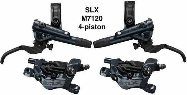 Shimano SLX M7120 hydro disc brake (pair) pre-bled metal pad w/ fin ** –  recycledmoutainracing.com