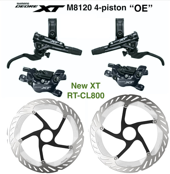 Shimano XT M8120 brakes 4-piston (pair) **OE** w/ 2x CL800 rotors **FREE SHIP**