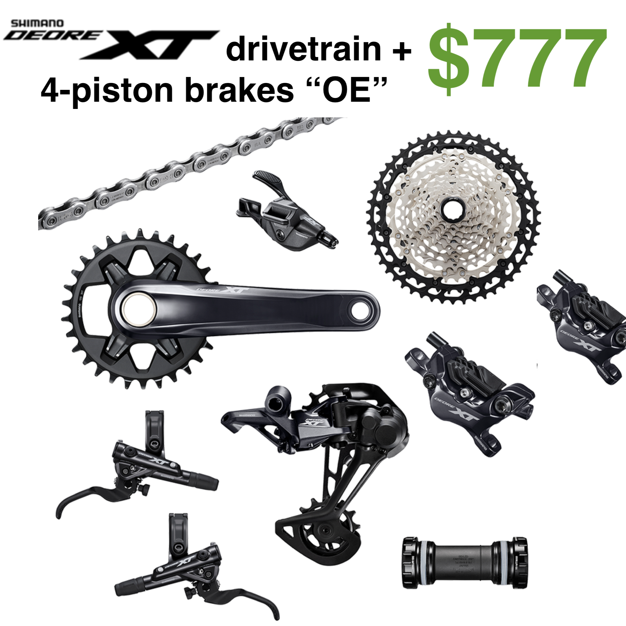 Shimano XT M8100 1x12 drivetrain 4 piston brakes BB BOOST OE 8 pieces FREE SHIP