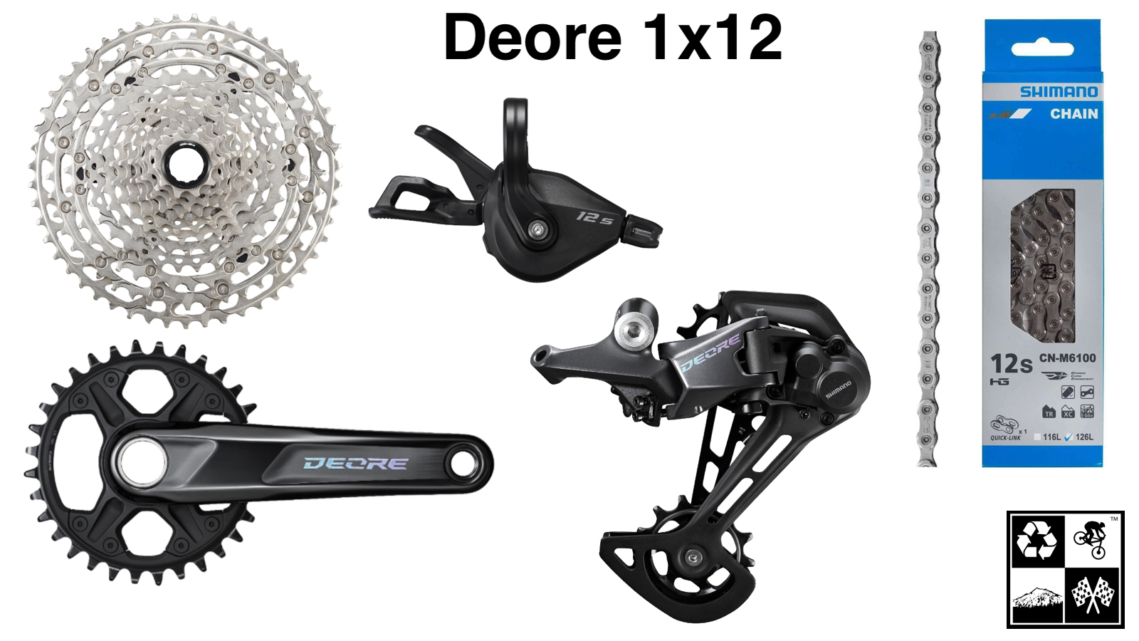 Shimano Deore M6100 1x12 drivetrain kit 5 piece crank options